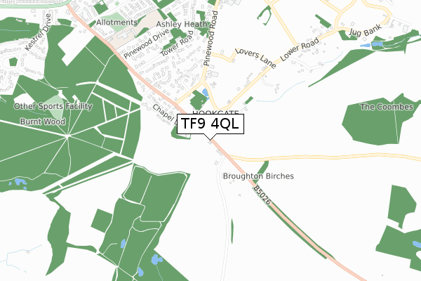 TF9 4QL map - small scale - OS Open Zoomstack (Ordnance Survey)