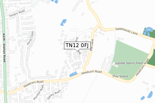 TN12 0FJ map - large scale - OS Open Zoomstack (Ordnance Survey)