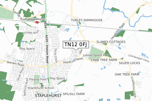 TN12 0FJ map - small scale - OS Open Zoomstack (Ordnance Survey)
