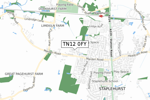 TN12 0FY map - small scale - OS Open Zoomstack (Ordnance Survey)