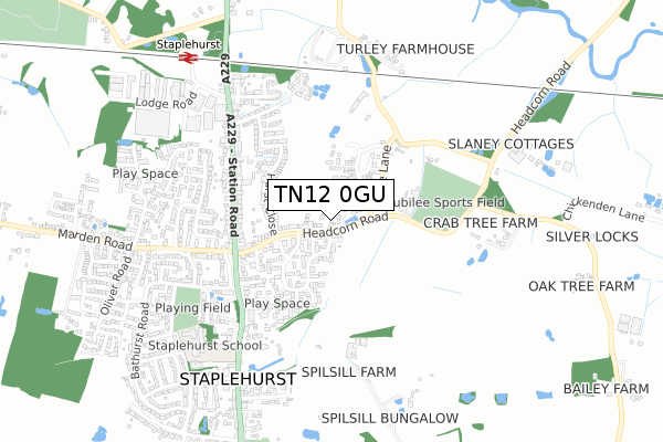 TN12 0GU map - small scale - OS Open Zoomstack (Ordnance Survey)