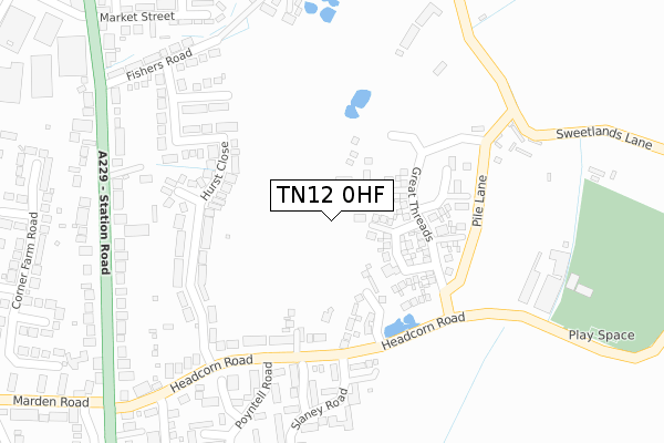 TN12 0HF map - large scale - OS Open Zoomstack (Ordnance Survey)
