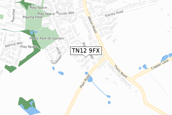 TN12 9FX map - large scale - OS Open Zoomstack (Ordnance Survey)