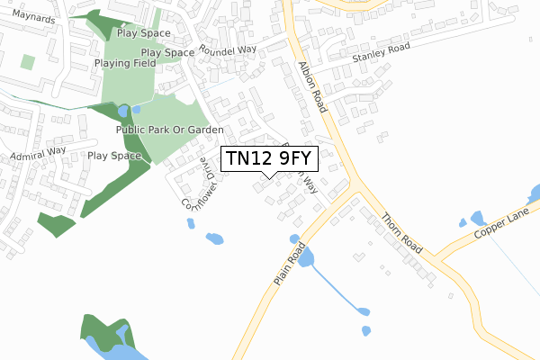 TN12 9FY map - large scale - OS Open Zoomstack (Ordnance Survey)