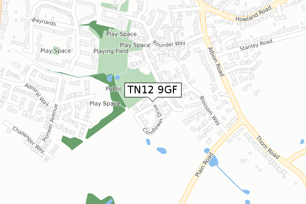 TN12 9GF map - large scale - OS Open Zoomstack (Ordnance Survey)