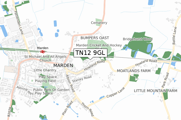TN12 9GL map - small scale - OS Open Zoomstack (Ordnance Survey)