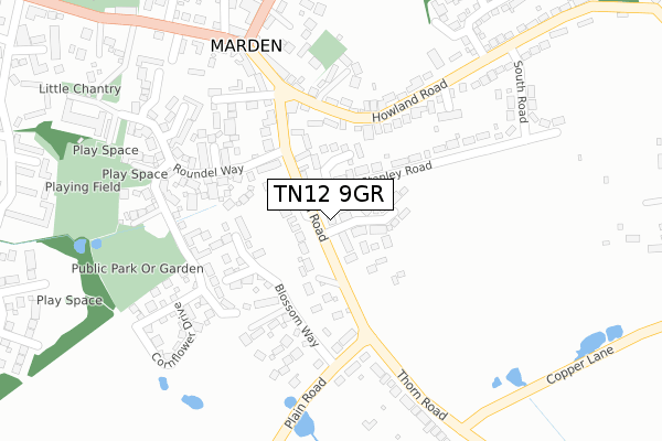 TN12 9GR map - large scale - OS Open Zoomstack (Ordnance Survey)