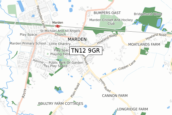 TN12 9GR map - small scale - OS Open Zoomstack (Ordnance Survey)