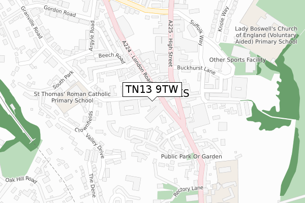 TN13 9TW map - large scale - OS Open Zoomstack (Ordnance Survey) TN13 9TW map - large scale - OS Open Zoomstack (Ordnance Survey)