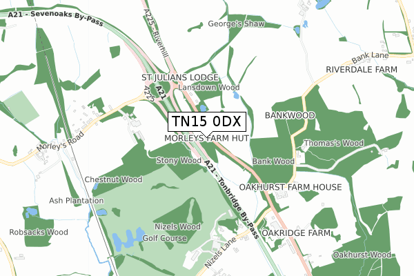 TN15 0DX map - small scale - OS Open Zoomstack (Ordnance Survey)