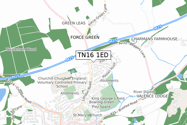 TN16 1ED map - small scale - OS Open Zoomstack (Ordnance Survey)