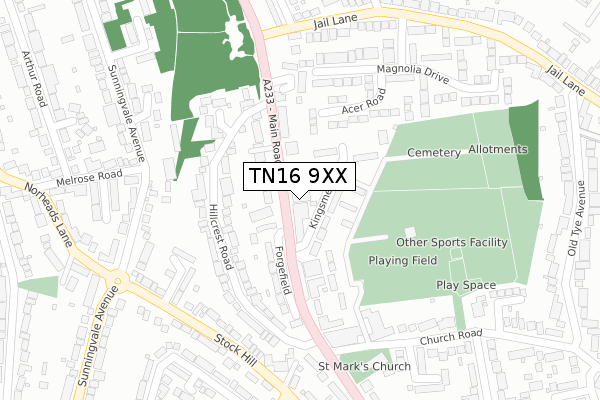 TN16 9XX map - large scale - OS Open Zoomstack (Ordnance Survey)