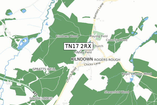 TN17 2RX map - small scale - OS Open Zoomstack (Ordnance Survey)