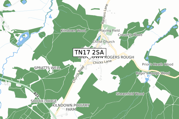 TN17 2SA map - small scale - OS Open Zoomstack (Ordnance Survey)