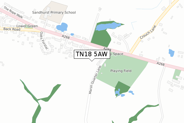 TN18 5AW map - large scale - OS Open Zoomstack (Ordnance Survey)