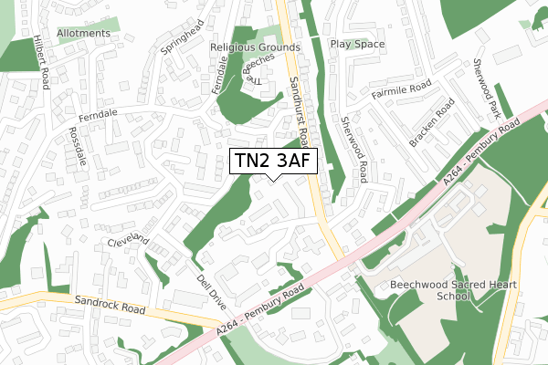 TN2 3AF map - large scale - OS Open Zoomstack (Ordnance Survey)