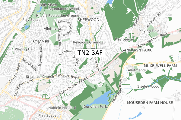 TN2 3AF map - small scale - OS Open Zoomstack (Ordnance Survey)