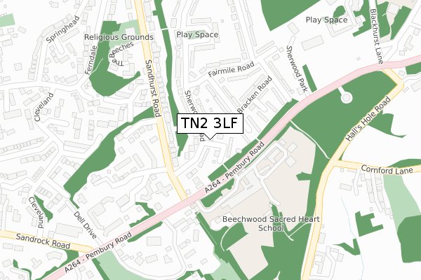 TN2 3LF map - large scale - OS Open Zoomstack (Ordnance Survey)