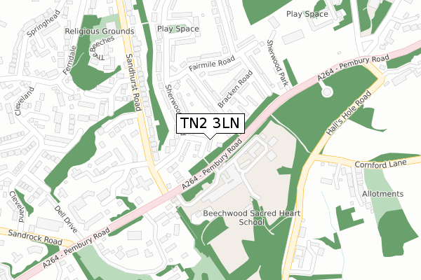 TN2 3LN map - large scale - OS Open Zoomstack (Ordnance Survey)