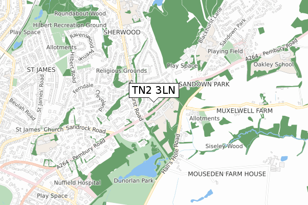 TN2 3LN map - small scale - OS Open Zoomstack (Ordnance Survey)