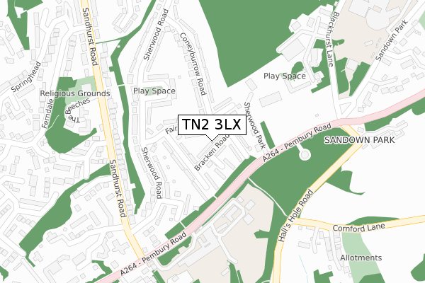 TN2 3LX map - large scale - OS Open Zoomstack (Ordnance Survey)