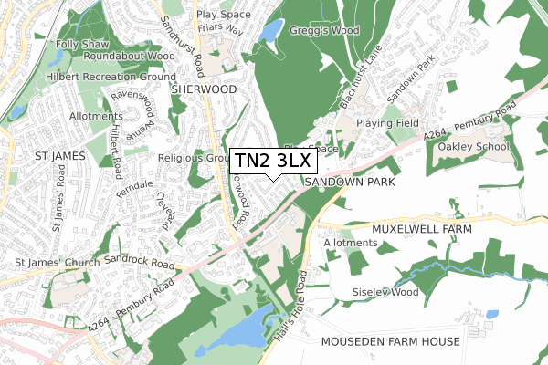 TN2 3LX map - small scale - OS Open Zoomstack (Ordnance Survey)