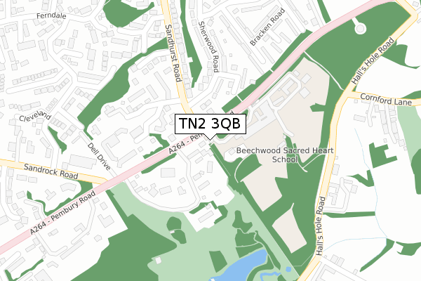 TN2 3QB map - large scale - OS Open Zoomstack (Ordnance Survey)