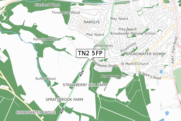 TN2 5FP map - small scale - OS Open Zoomstack (Ordnance Survey)