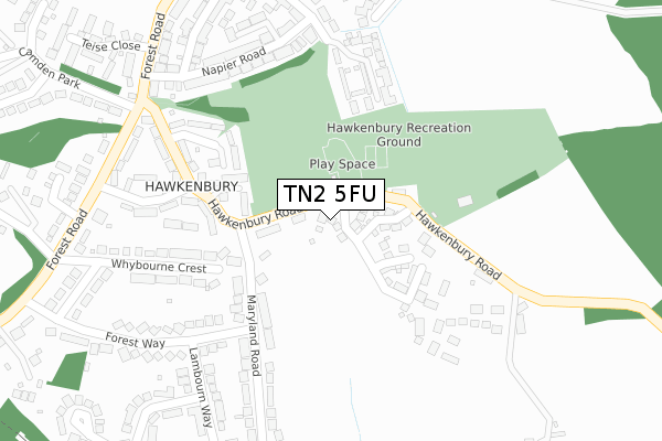 TN2 5FU map - large scale - OS Open Zoomstack (Ordnance Survey)