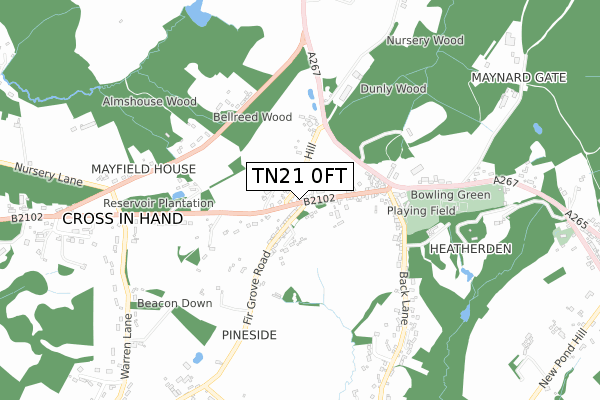 TN21 0FT map - small scale - OS Open Zoomstack (Ordnance Survey)