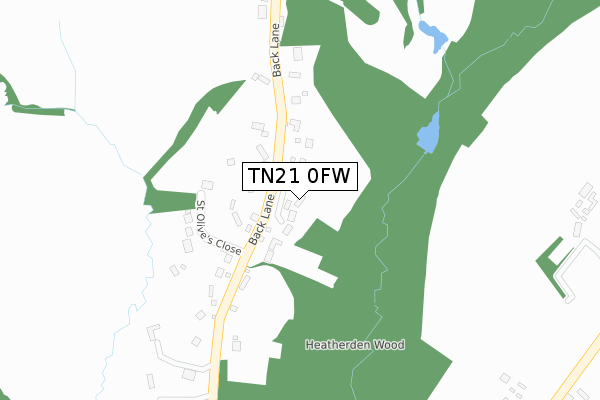 TN21 0FW map - large scale - OS Open Zoomstack (Ordnance Survey)