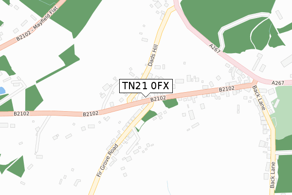 TN21 0FX map - large scale - OS Open Zoomstack (Ordnance Survey)