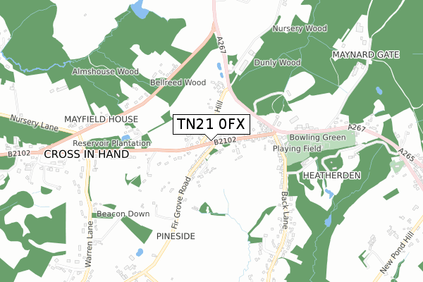 TN21 0FX map - small scale - OS Open Zoomstack (Ordnance Survey)