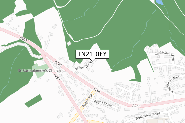 TN21 0FY map - large scale - OS Open Zoomstack (Ordnance Survey)