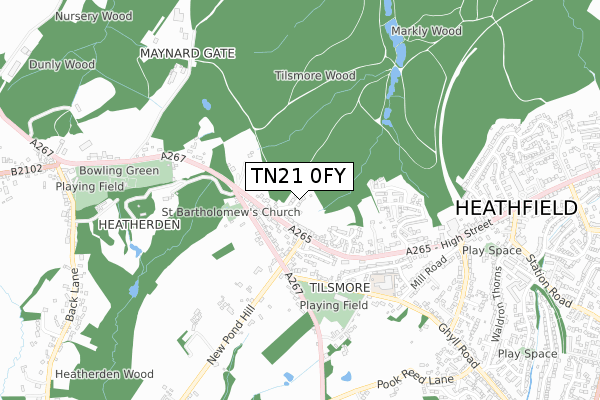 TN21 0FY map - small scale - OS Open Zoomstack (Ordnance Survey)