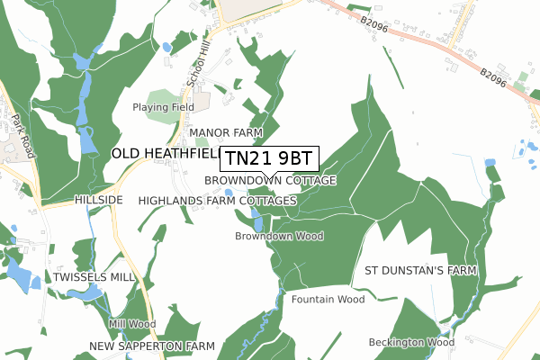 TN21 9BT map - small scale - OS Open Zoomstack (Ordnance Survey)