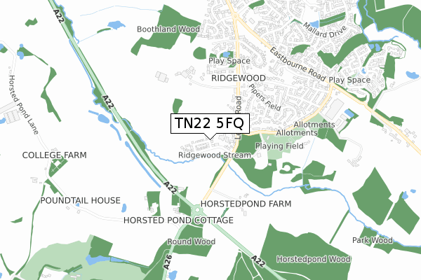 TN22 5FQ map - small scale - OS Open Zoomstack (Ordnance Survey) TN22 5FQ map - small scale - OS Open Zoomstack (Ordnance Survey)