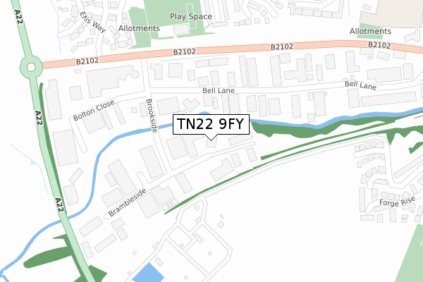 TN22 9FY map - large scale - OS Open Zoomstack (Ordnance Survey) TN22 9FY map - large scale - OS Open Zoomstack (Ordnance Survey)