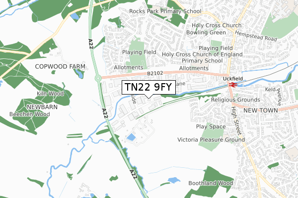 TN22 9FY map - small scale - OS Open Zoomstack (Ordnance Survey) TN22 9FY map - small scale - OS Open Zoomstack (Ordnance Survey)