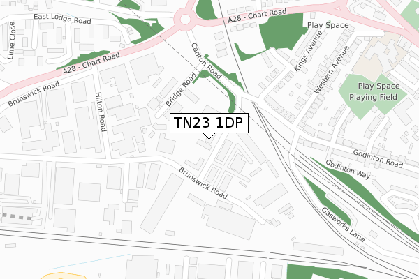 TN23 1DP map - large scale - OS Open Zoomstack (Ordnance Survey)