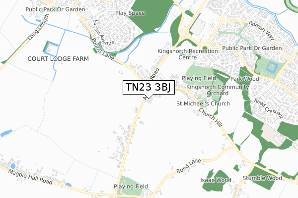 TN23 3BJ map - small scale - OS Open Zoomstack (Ordnance Survey)