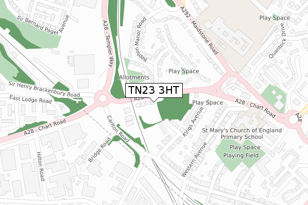 TN23 3HT map - large scale - OS Open Zoomstack (Ordnance Survey)