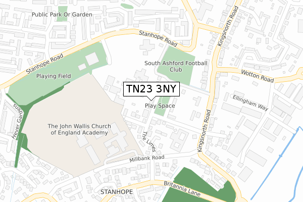 TN23 3NY map - large scale - OS Open Zoomstack (Ordnance Survey)