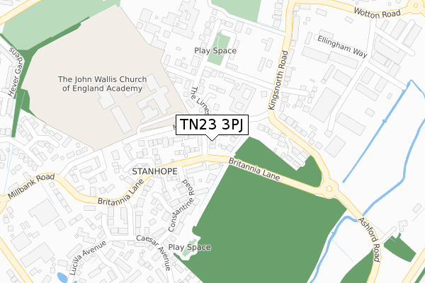TN23 3PJ map - large scale - OS Open Zoomstack (Ordnance Survey)