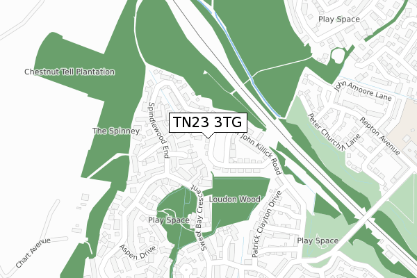 TN23 3TG map - large scale - OS Open Zoomstack (Ordnance Survey)