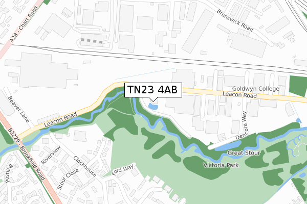 TN23 4AB map - large scale - OS Open Zoomstack (Ordnance Survey)