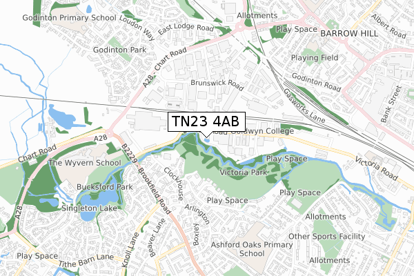 TN23 4AB map - small scale - OS Open Zoomstack (Ordnance Survey)