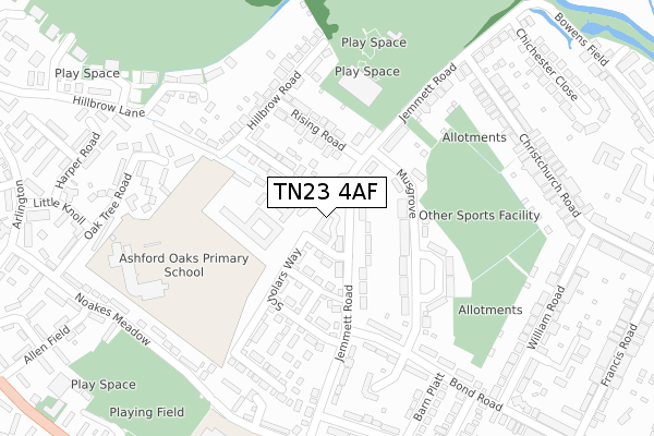 TN23 4AF map - large scale - OS Open Zoomstack (Ordnance Survey)