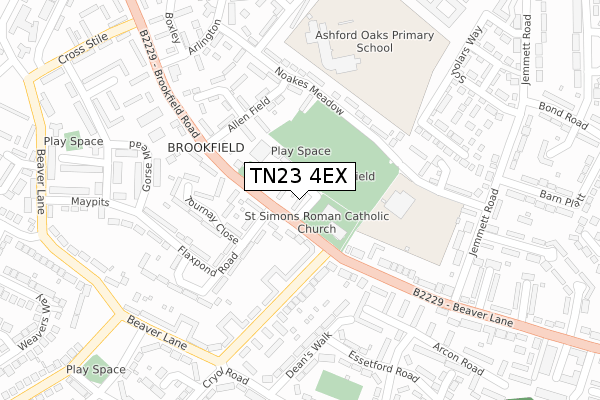 TN23 4EX map - large scale - OS Open Zoomstack (Ordnance Survey)