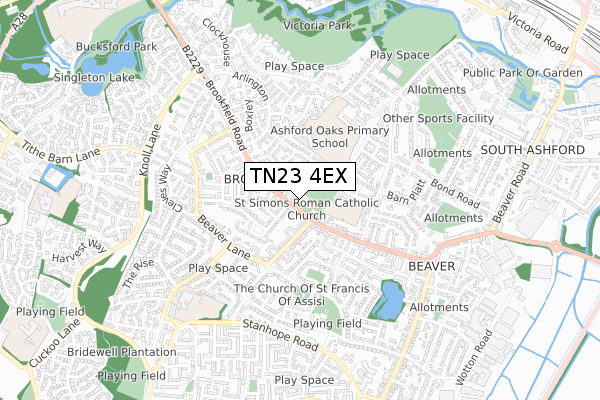 TN23 4EX map - small scale - OS Open Zoomstack (Ordnance Survey)